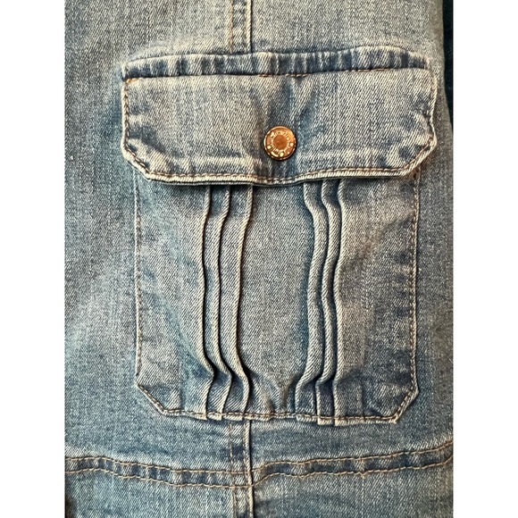 Live A Little‎ Women's Denim Jacket Collarless - Size Large - Picture 4 of 9
